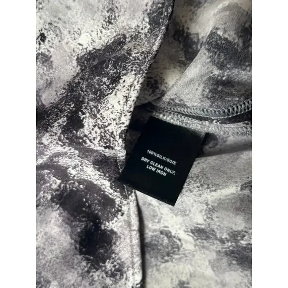 Lafayette 148 Grey printed front tie silk blouse, Size Medium - Picture 4 of 5